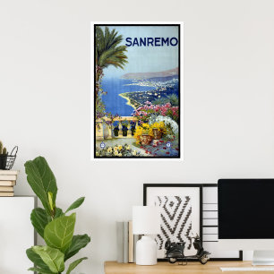 Poster Vintage Travel, San Remo, Italy, Italian Riviera