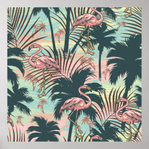 Poster Vintage tropical coloré sans couture motif avec pi