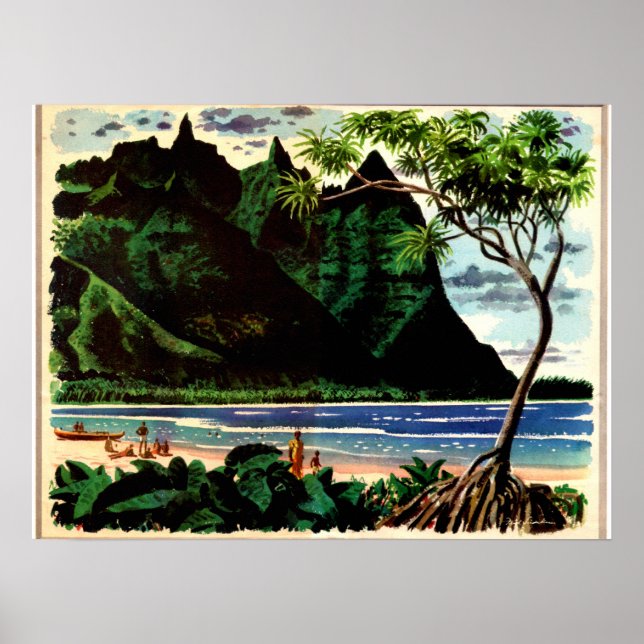 Poster vintage, Tropical Island Beach (Devant)