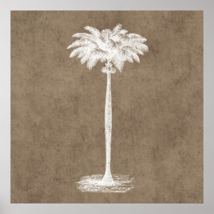 Poster Vintage Tropical Island Palm Tree Modèle vierge