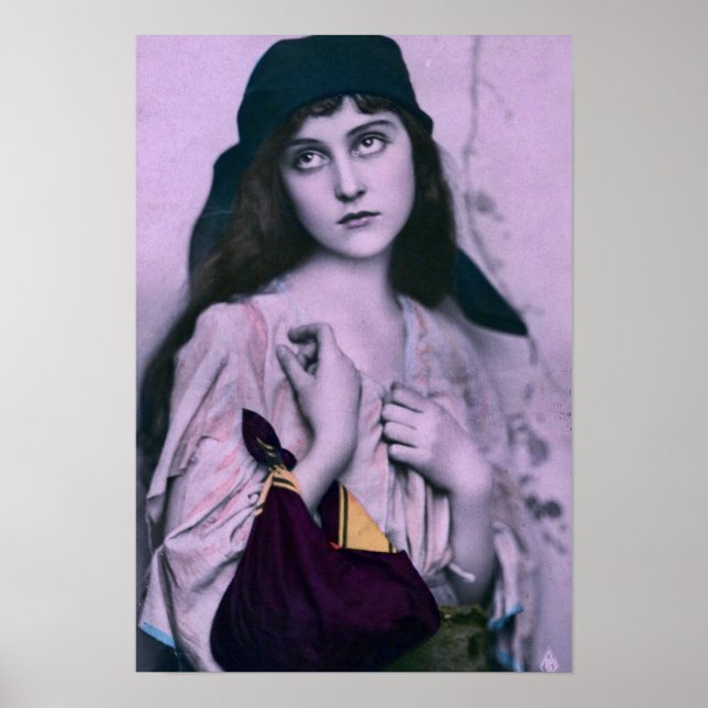 Poster Vintage Tsigane Violet fille Imprimer (Devant)