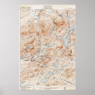 Poster Vintage Tupper Lake New York Topographical Map