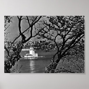 Poster Vintage Turkey Istanbul view of city