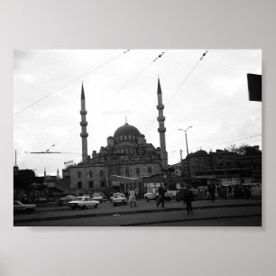 Poster Vintage Turquie Istanbul La mosquée Yeni Camii