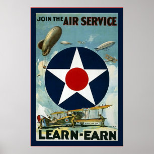 Poster Vintage U.S. Air Service~Vintage Première Guerre m