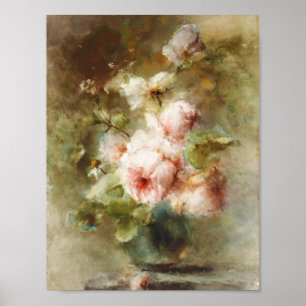Poster Vintage Un vase avec Roses Margaretha Roosenboom