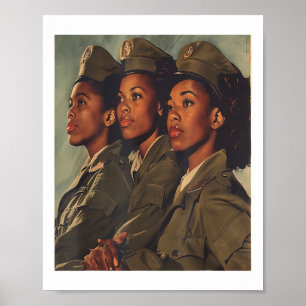 Poster Vintage US Armée Sisterhood noire Femmes Soldats M