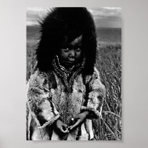 Poster Vintage USA Alaska eskimo garçon