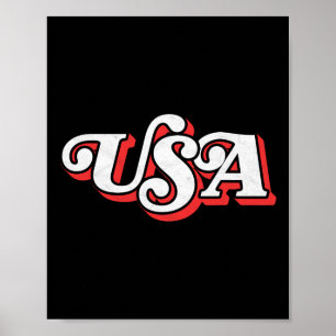 Poster Vintage Usa Retro Typographie 4 juillet patriotiqu