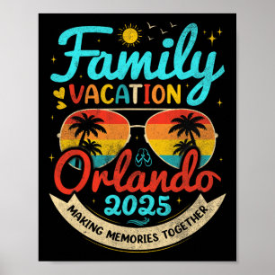 Poster Vintage vacances en famille Orlando Beach 2025 Flo