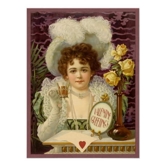 Poster Vintage Valentine Café Girl CC0354 (Devant)