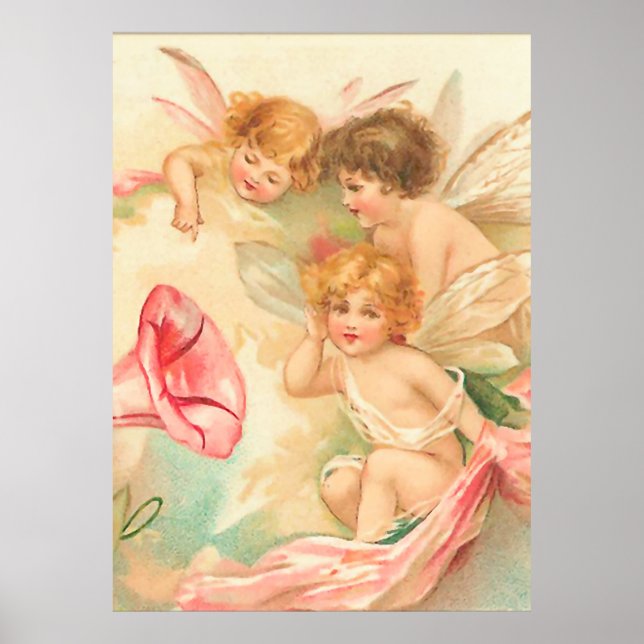 Poster Vintage valentine cupide ange 1 (Devant)