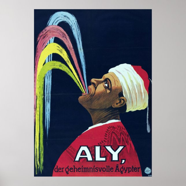 Poster Vintage Vaudeville Aly, le mystérieux Egyptien (Devant)