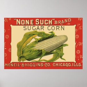 Poster Vintage Vegable Étiquette Art, Aucun Telle Maïs Su