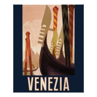 Vintage Venice Italie Gondola Travel