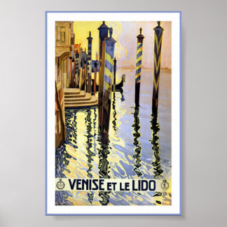 Poster vintage Venice Italie Gondola Venise Lido