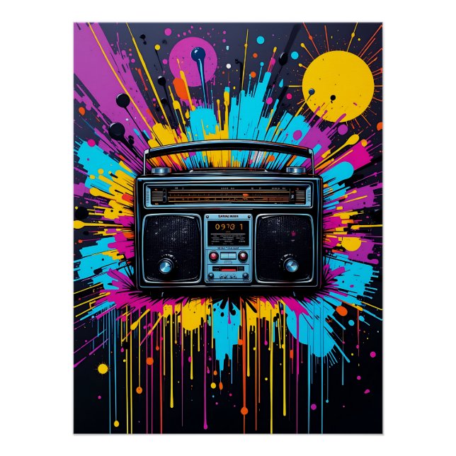 Poster Vintage Vibes: Retro Radio Graffiti (Devant)