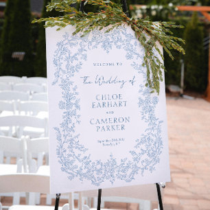 Poster Vintage Victorian Blue Baroque Line Mariage d'art