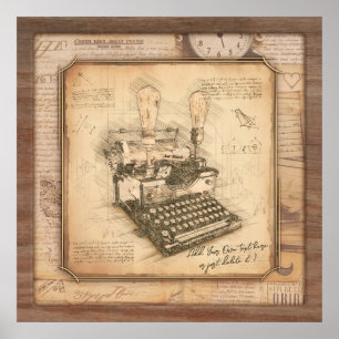 Poster Vintage Vieux Art. Auteur / Cadeau de l'écrivain