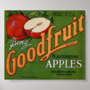 Poster Vintage Vieux Étiquettes de la pomme Fruit