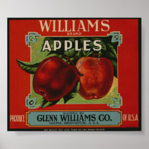 Poster Vintage Vieux Étiquettes de la pomme Fruit