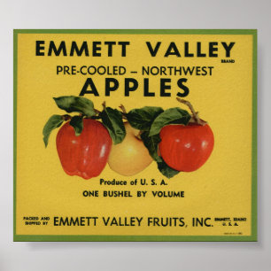 Poster Vintage Vieux Étiquettes de la pomme Fruit