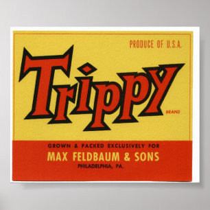 Poster Vintage Vieux Étiquettes Trippy Fruit Crate