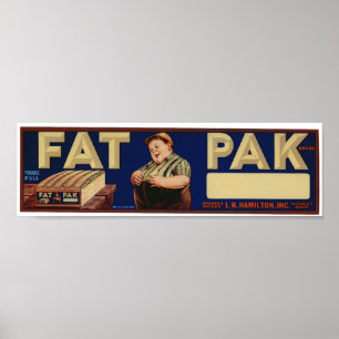 Poster Vintage Vieux Fat Pak Fruit Crate Étiquettes