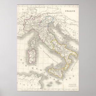 Poster Vintage vieux monde Italie carte italienne foodie