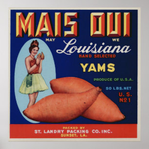 Poster Vintage Vieux Yams Fruit Crate Étiquettes