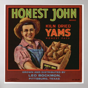 Poster Vintage Vieux Yams Fruit Crate Étiquettes
