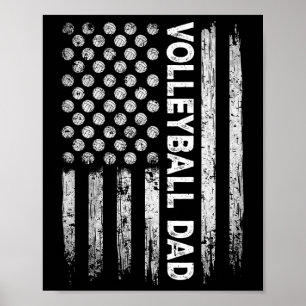 Poster Vintage Volleyball Papa Usa Drapeau Fête des pères
