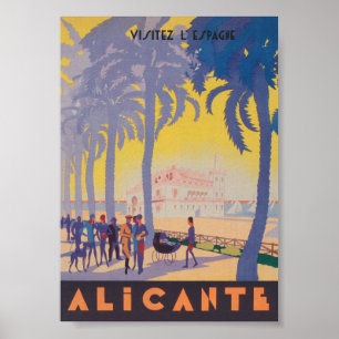 Poster Vintage voyage Alicante Espagne
