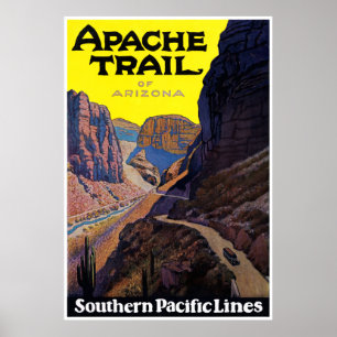 Poster Vintage voyage Apache Trail USA restauré