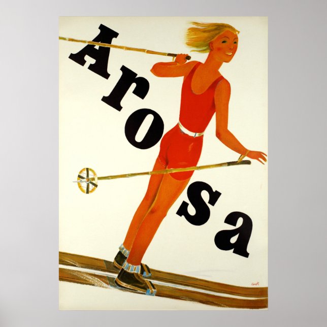 Poster Vintage voyage Arosa Suisse (Devant)
