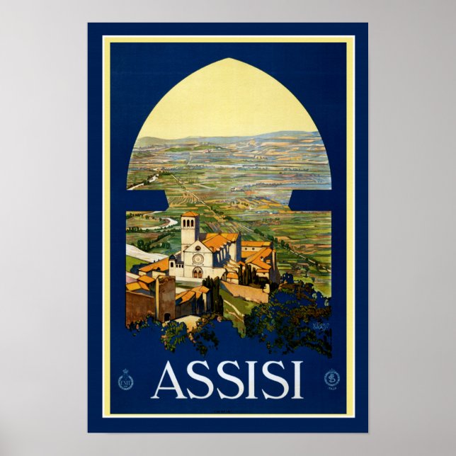 Poster Vintage voyage Assisi Italie (Devant)