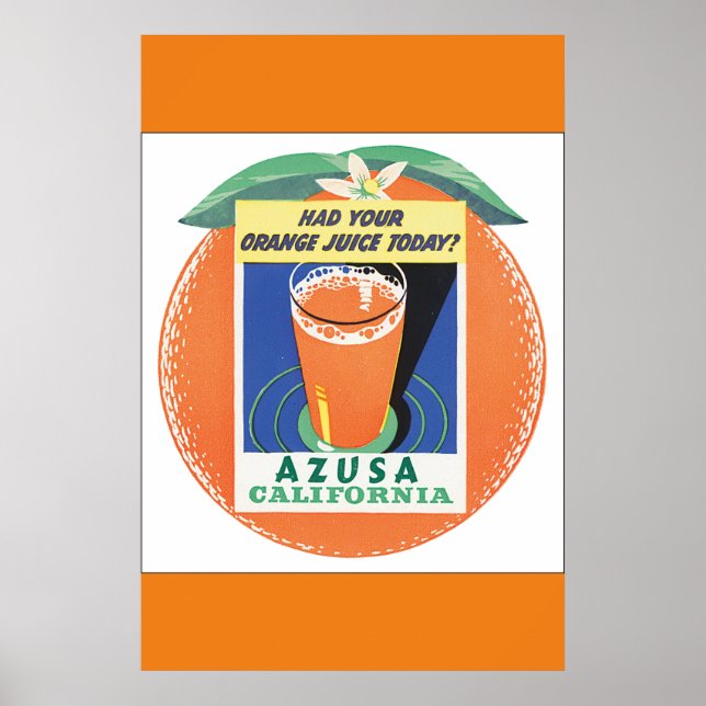 Poster Vintage voyage Azusa California (Devant)