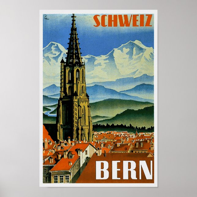 Poster Vintage voyage Berne Suisse (Devant)