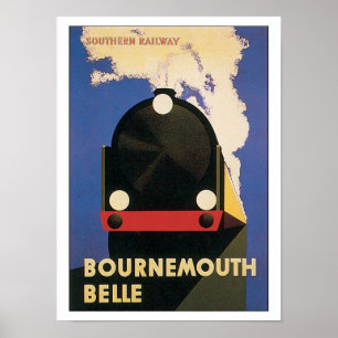 Poster Vintage voyage Bournemouth Belle Train