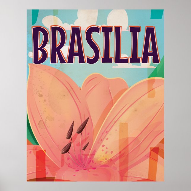 Poster Vintage voyage Brasilia (Devant)
