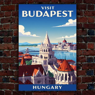 Poster Vintage voyage Budapest, Hongrie 1960