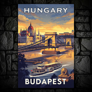 Poster Vintage voyage Budapest, Hongrie 1960