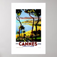 Poster Vintage voyage Cannes France