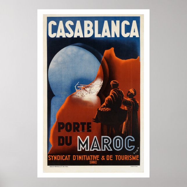 Poster Vintage voyage Casablanca (Devant)