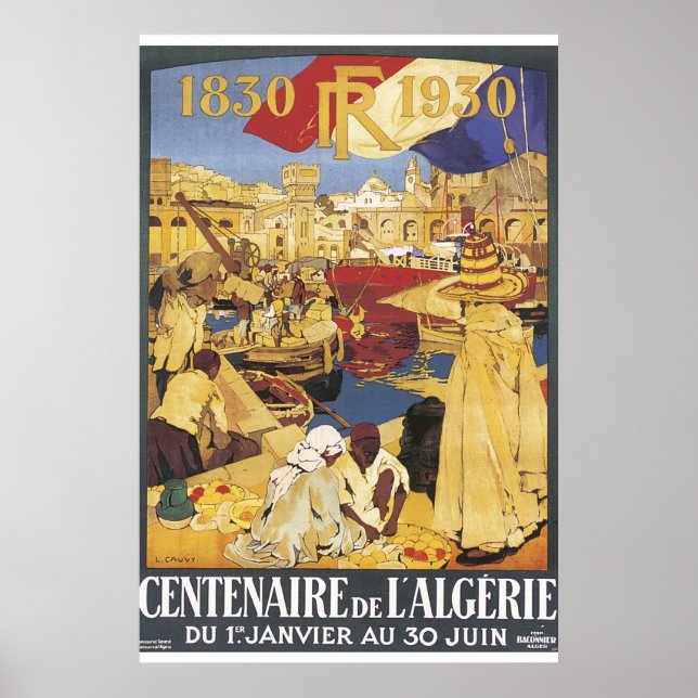 Poster Vintage voyage Centenaire de L'Algerie (Devant)