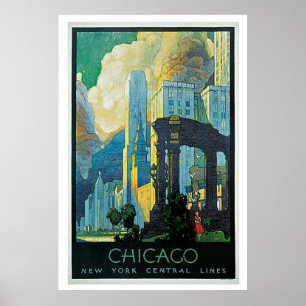 Poster Vintage voyage Chicago l'Illinois Amérique
