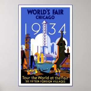 Poster Vintage voyage Chicago World's Fair 3 1934
