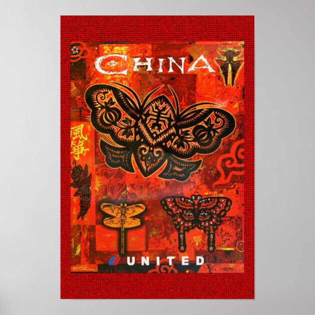 Poster Vintage voyage Chine unie (Devant)