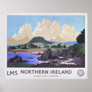 Poster Vintage voyage Côte Irlande du Nord