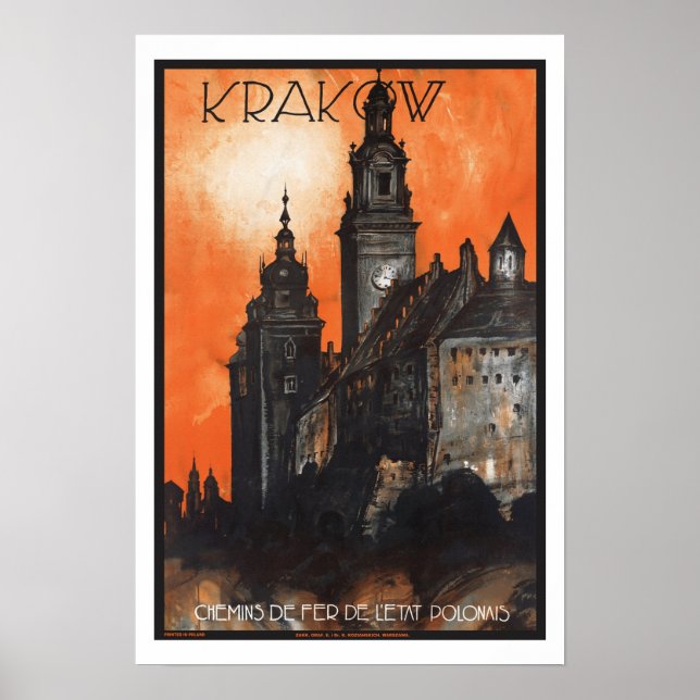 Poster Vintage voyage Cracovie Pologne (Devant)